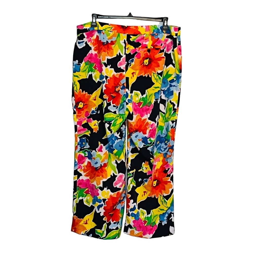 RALPH LAUREN COLORFUL FLORAL WIDE LEG PANTS BRIGHT WOMEN'S SIZE 14W - Picture 4 of 8